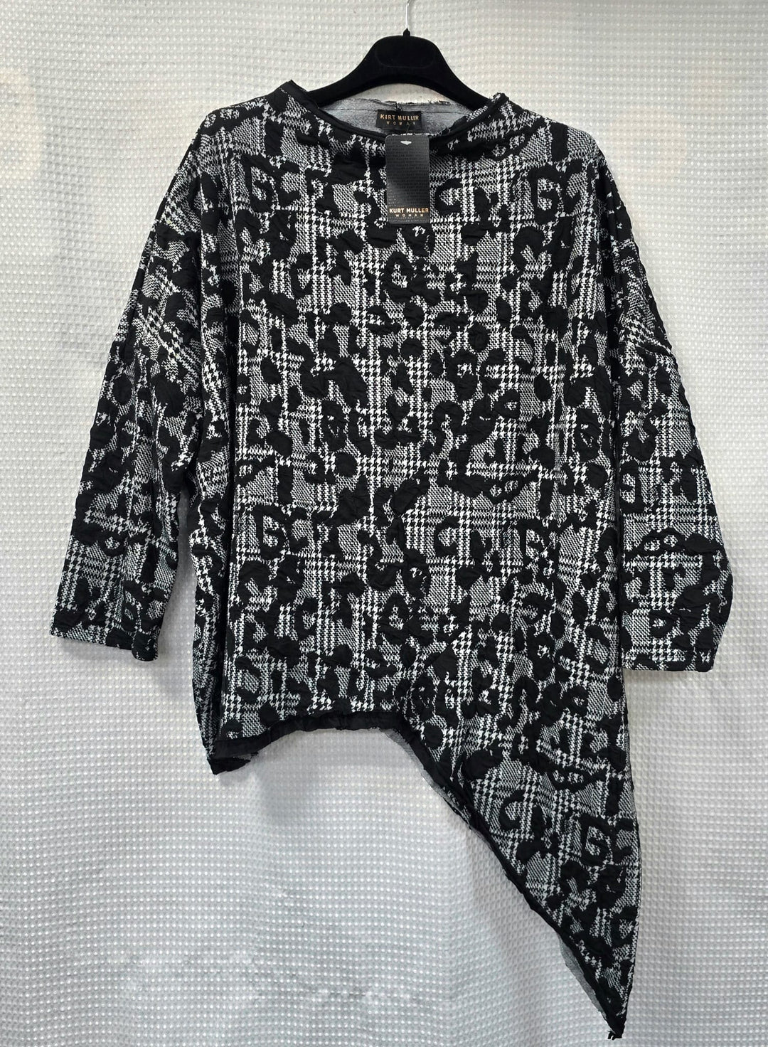 Asymmetric Lace Hem Textured Top - jqwholesale.com