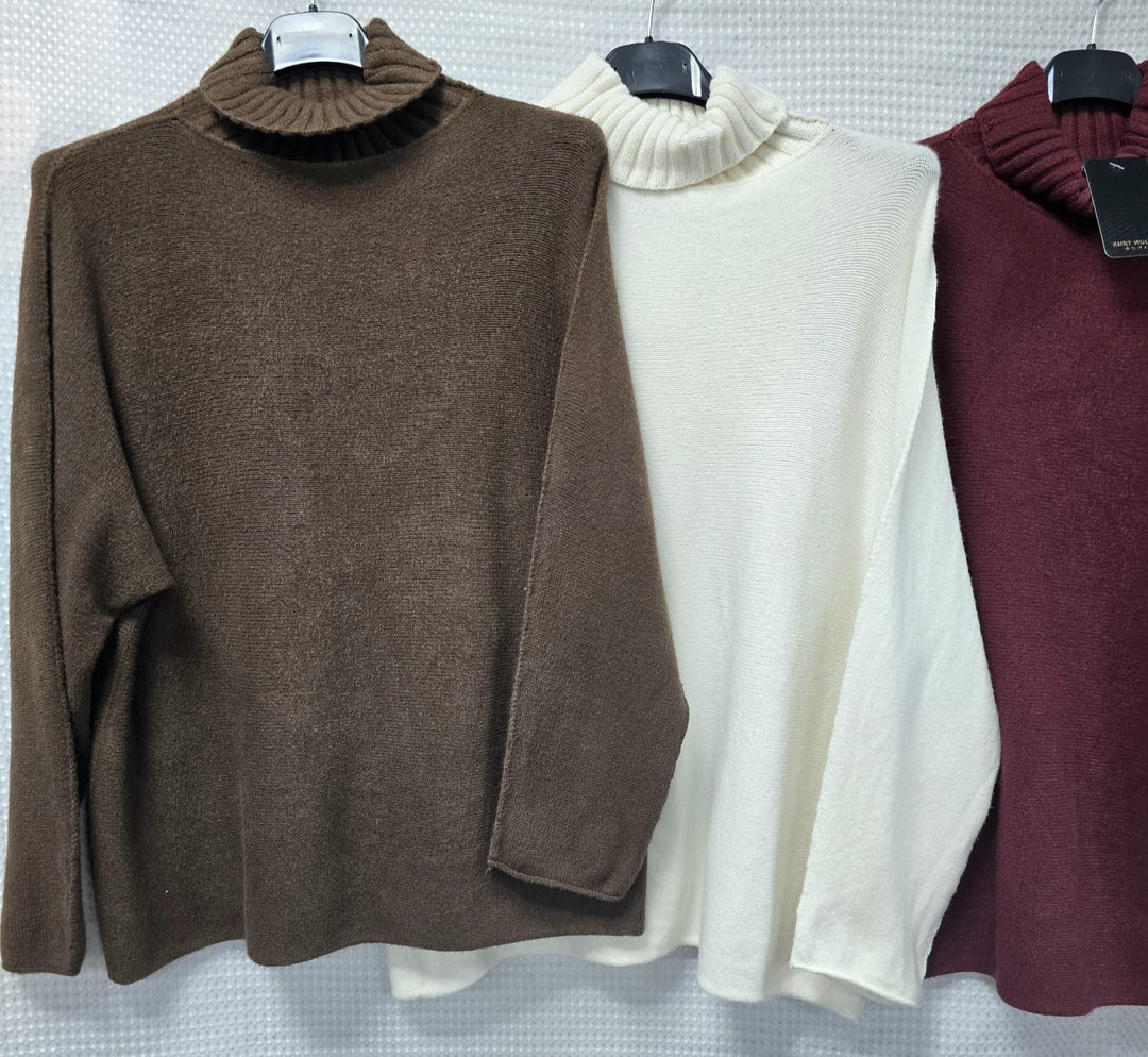 Ribbed Polo Neck Fine Knit - jqwholesale.com