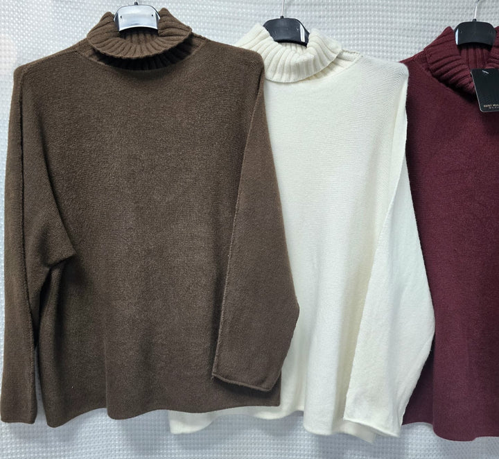 Ribbed Polo Neck Fine Knit - jqwholesale.com