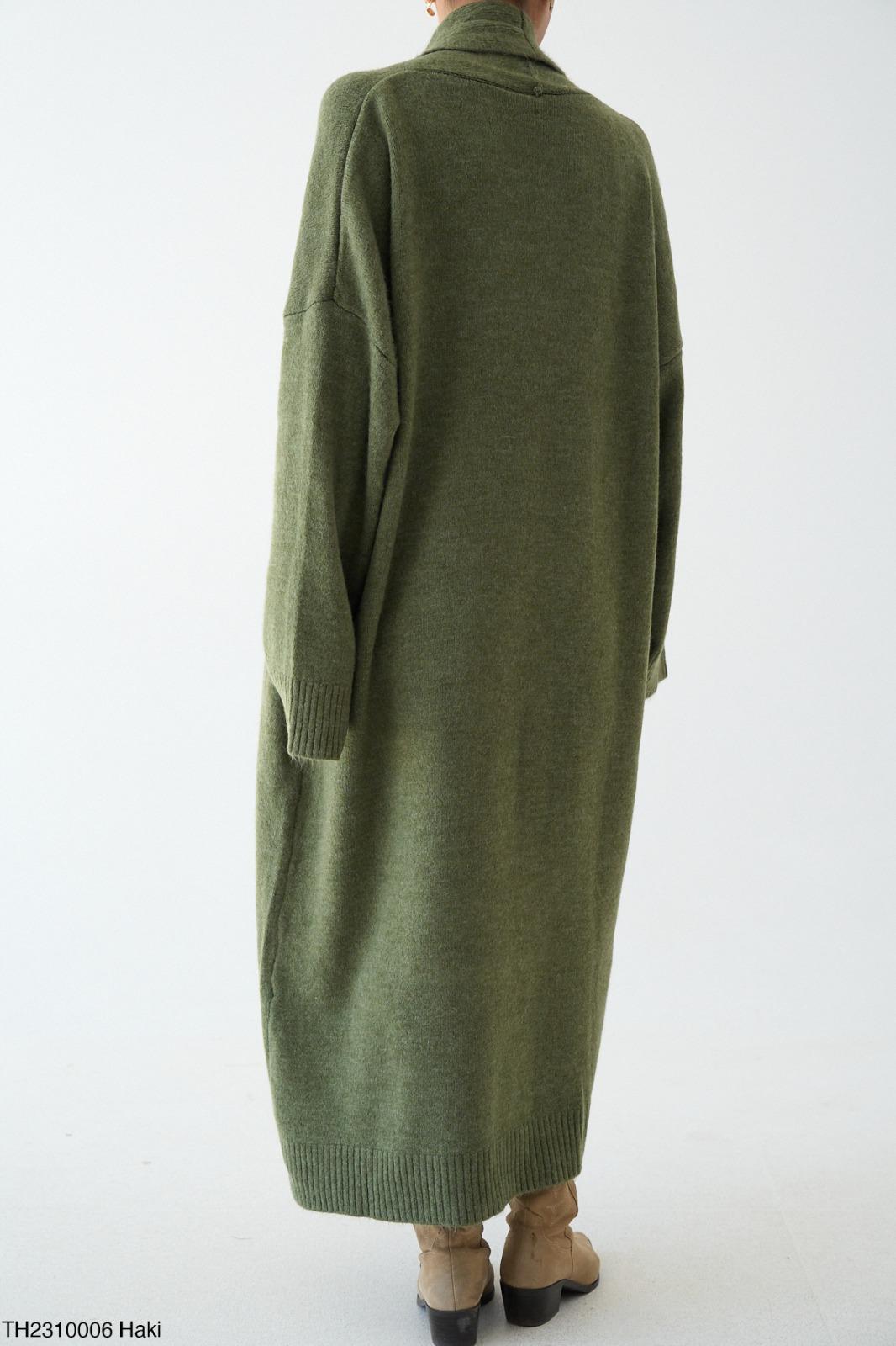 Soft Knit Longline Open Cardigan - Light Khaki