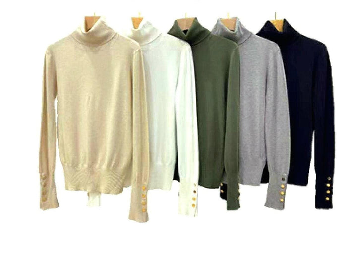 Zara Gold Button Polo Fine Knit Top (2p.pack)