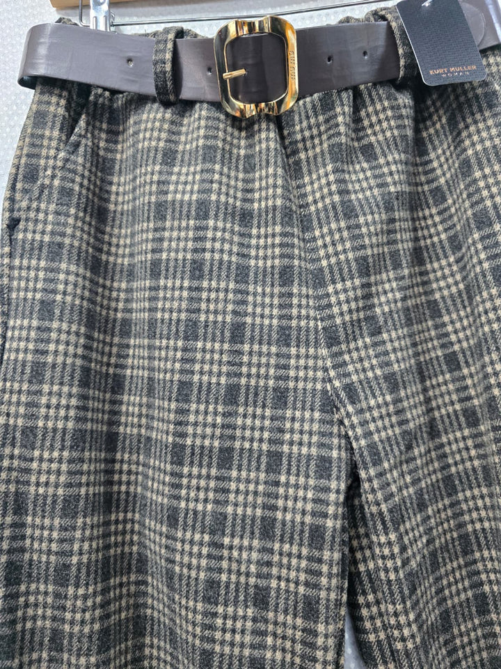 Big Check Tweed Wide Leg Trousers