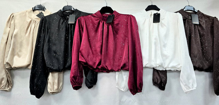 Sparkle Sateen Cropped Blouse