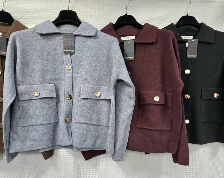 Collar Gold Button Cardigan