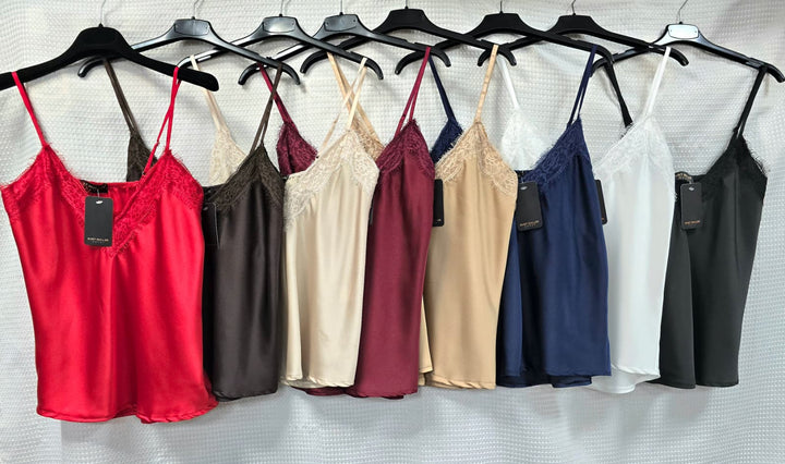 Lace Trim Satin Cami Vest