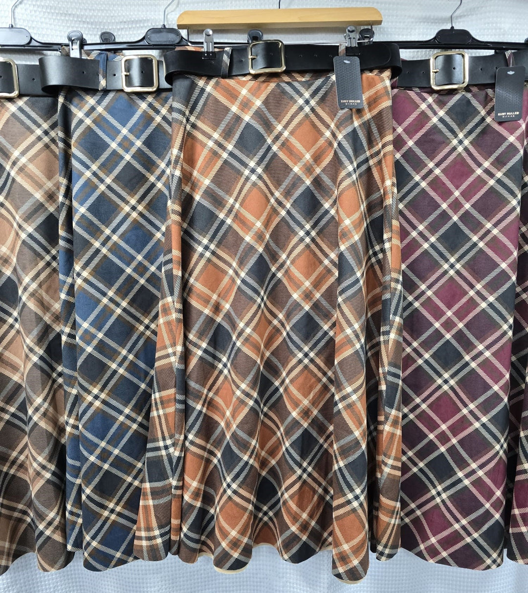 Coloured Check Suedette A-line Skirt
