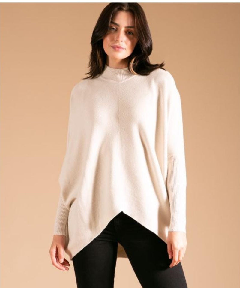High Low Turtle Neck Ribbed Knit Jumper - jqwholesale.com