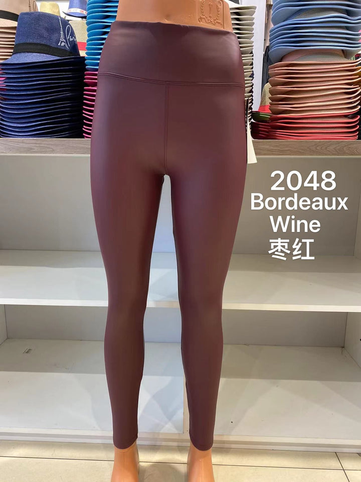 (2P. PACK) Regular Leather Look High Waisted Leggings - jqwholesale.com