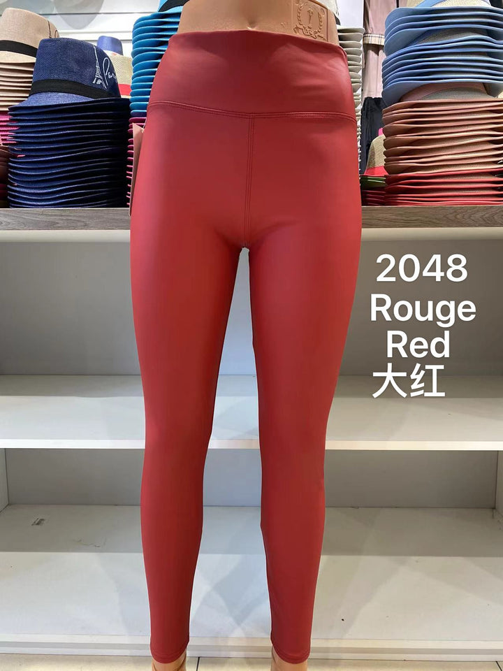 (2P. PACK) Regular Leather Look High Waisted Leggings - jqwholesale.com