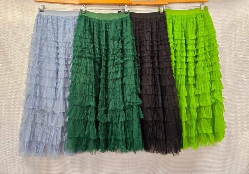 (2P. PACK) Tulle Frill Layered Mesh Skirt - jqwholesale.com