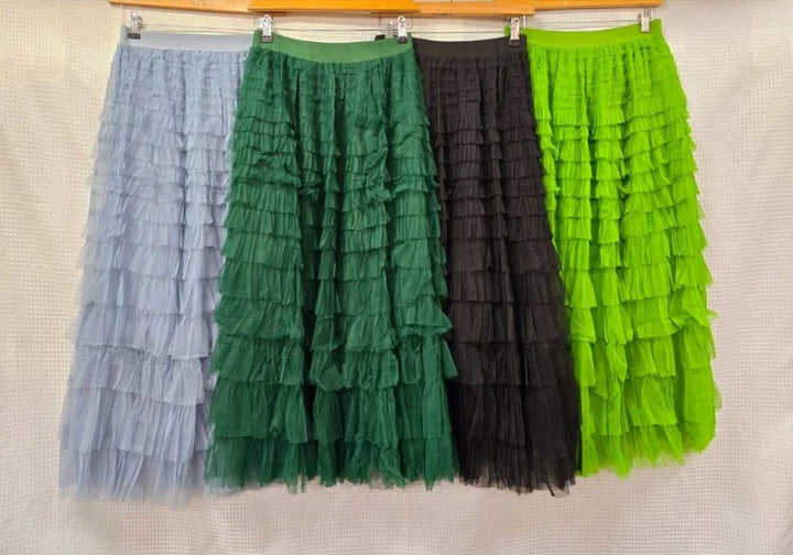 (2P. PACK) Tulle Frill Layered Mesh Skirt - jqwholesale.com