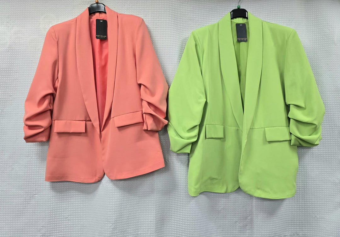 Oversized Rouched Sleeve Blazer in Colours - jqwholesale.com