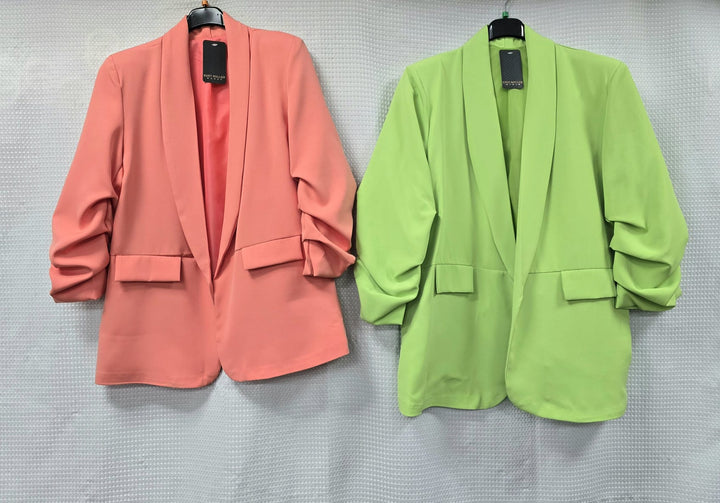 Oversized Rouched Sleeve Blazer in Colours - jqwholesale.com