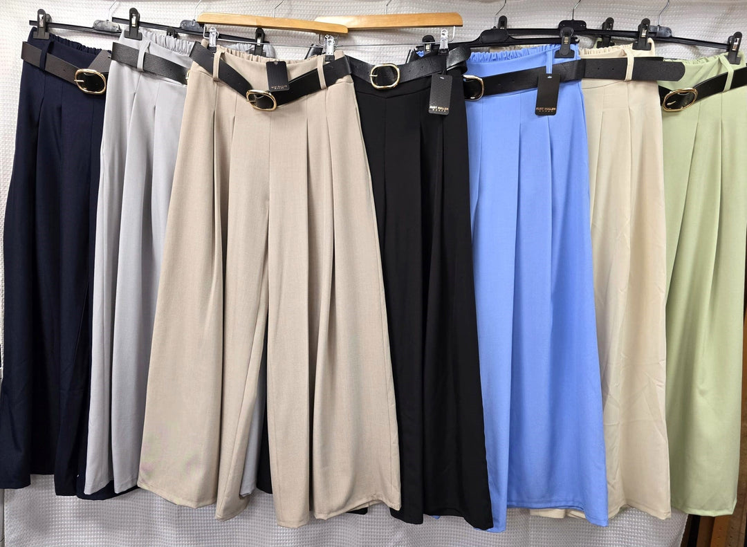 Zra Classy Wide Leg Belted Trousers – One Size (UK 8-14)