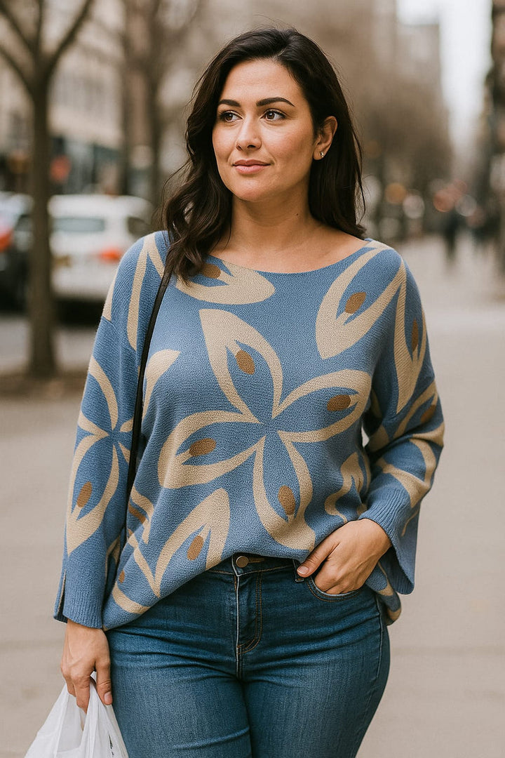 Retro Petal Long Sleeve Mesh Knit - jqwholesale.com