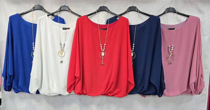 Emma Necklace Bubble Hem Lined Blouse - jqwholesale.com