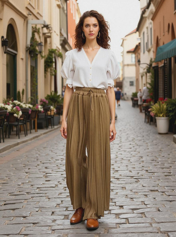 Premium Italian Plisse Wide Leg Palazzo Trousers (3P.PACK)