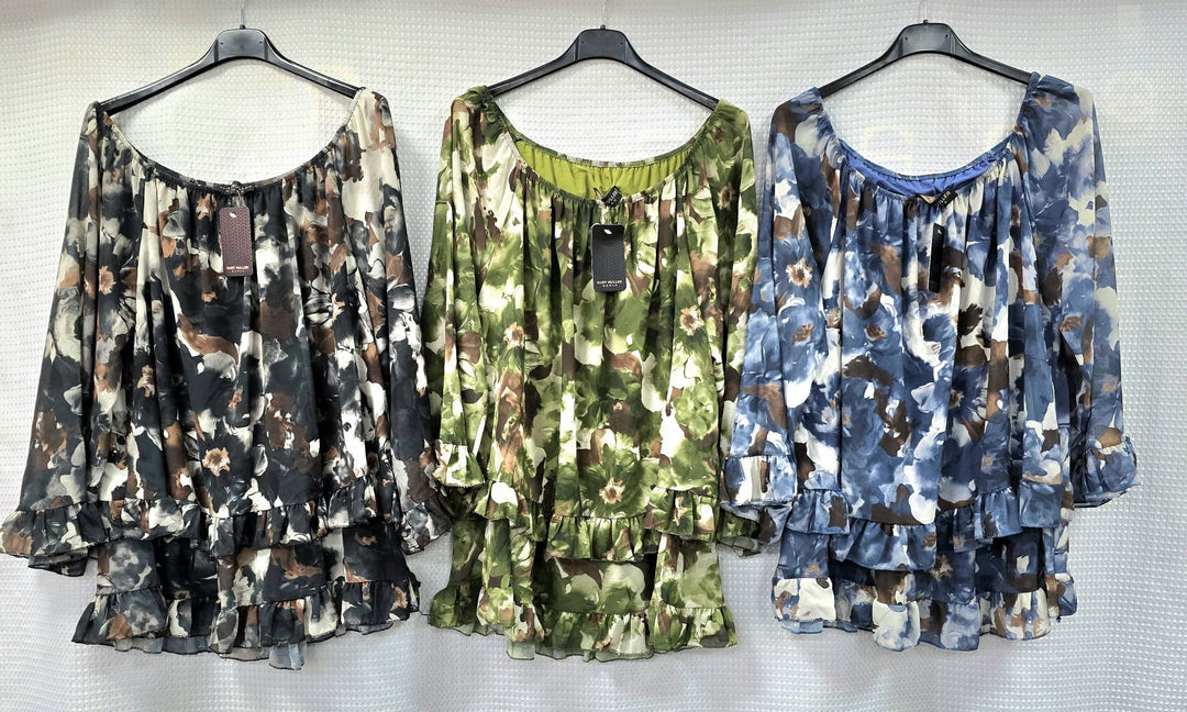 Marble Frill Hem Tier Blouse (6 Colours)