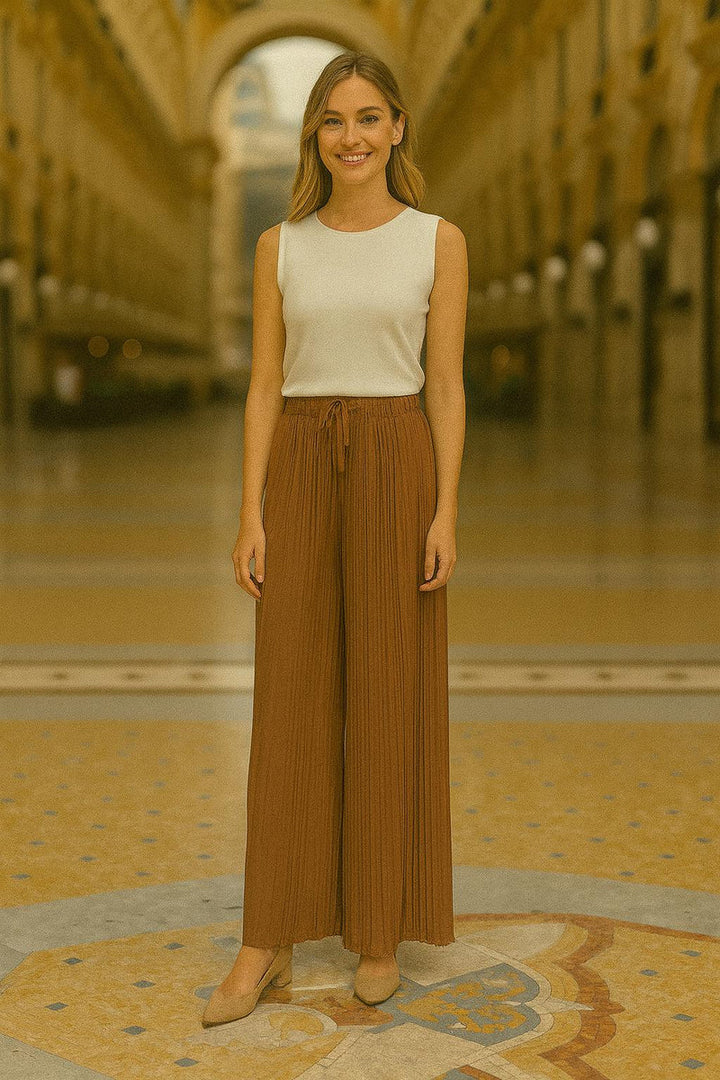 Premium Italian Plisse Wide Leg Palazzo Trousers (3P.PACK)