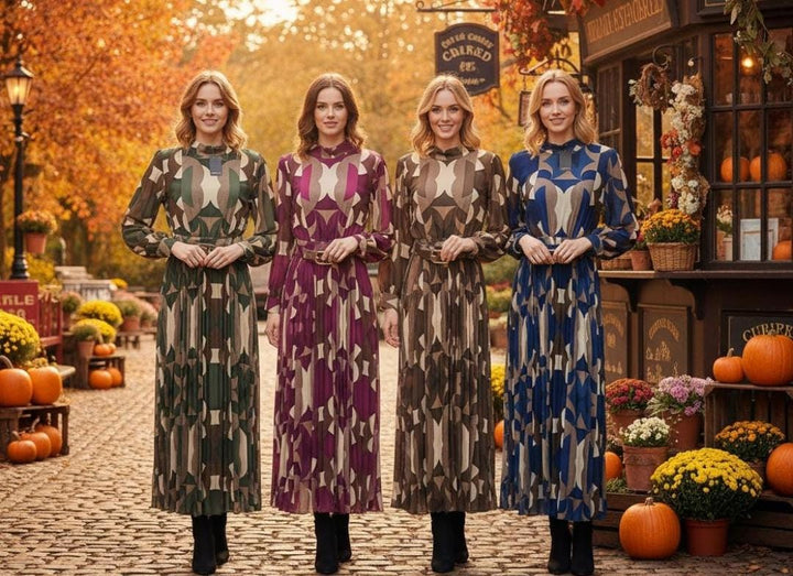 Vivian Belted Long Sleeve Plisse Maxi Dress