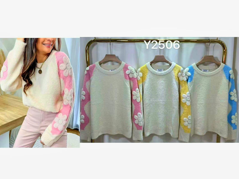 Daisy Crystal Pearl Embellished Knit (2p.pack) - jqwholesale.com