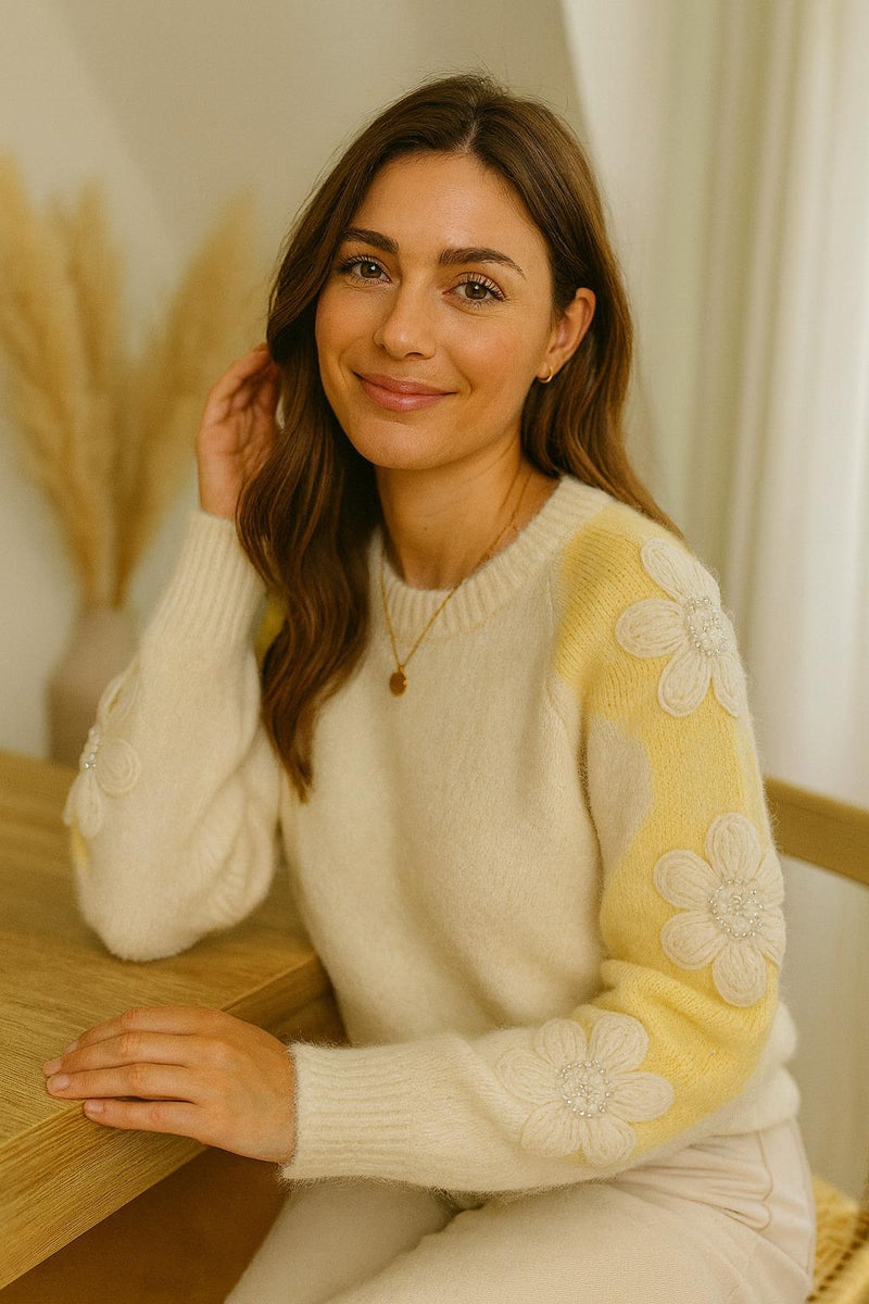 Daisy Crystal Pearl Embellished Knit (2p.pack) - jqwholesale.com