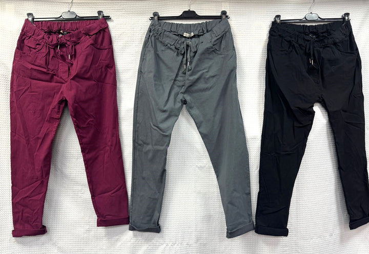 Plain Bi-Stretch Magic Trousers - jqwholesale.com