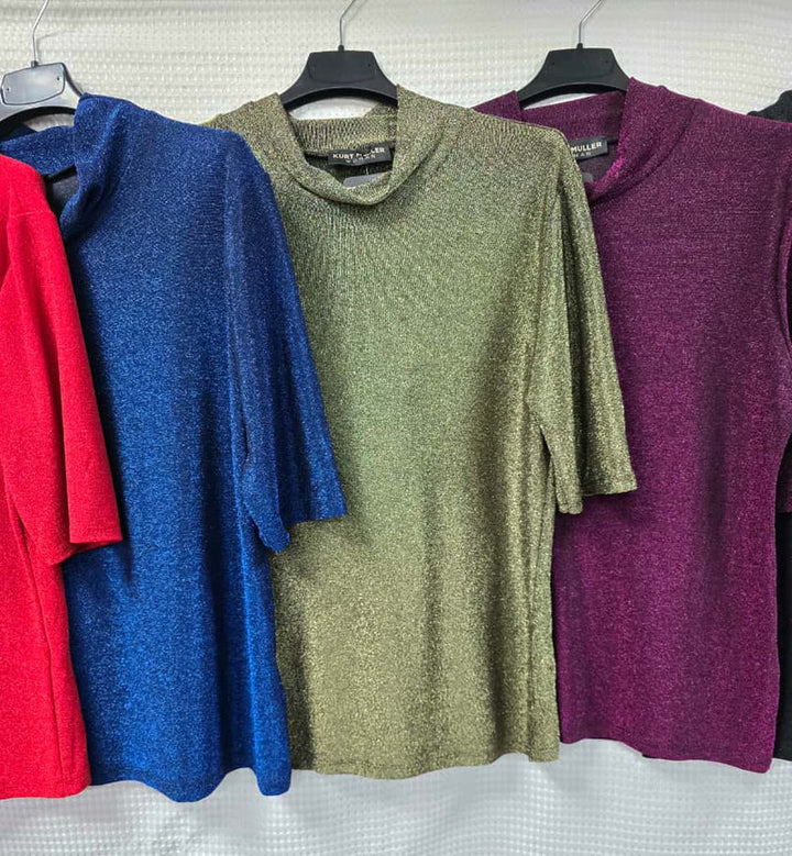 Shimmer Lurex Short Sleeve Top