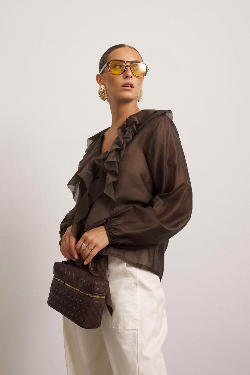 Ruffled Sheer Blouse