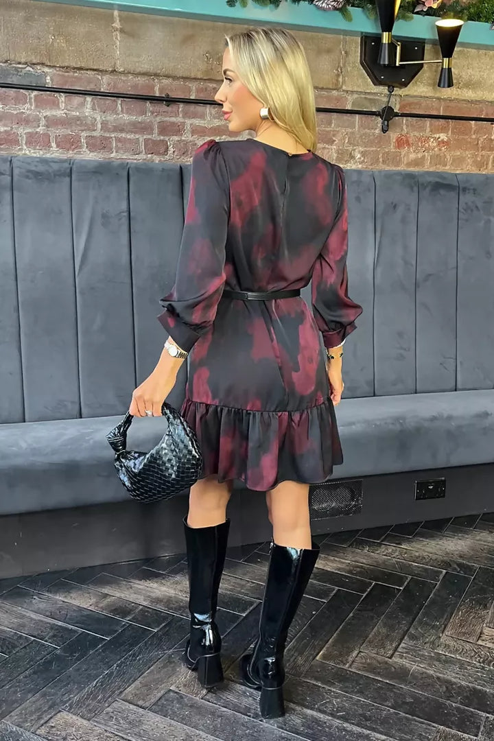 1752848558_Plum-And-Black-Smudge-Print-Frill-Hem-Belted-Mini-Dress-5_800x