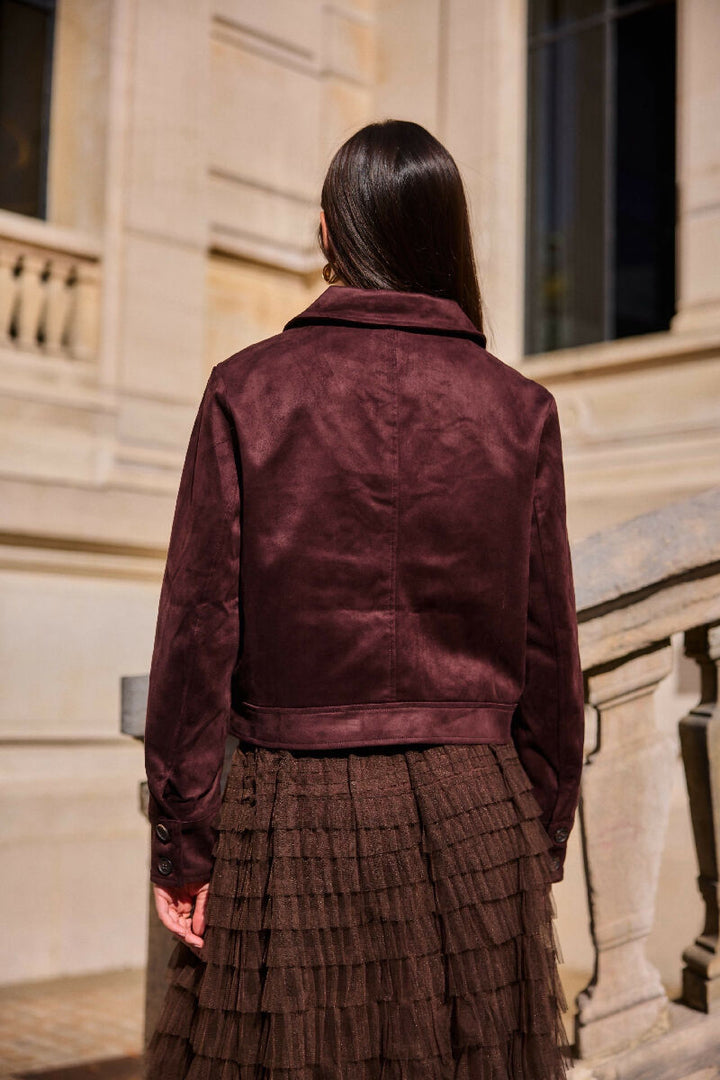 (3P.Pack) Short suede jacket - Choco - jqwholesale.com