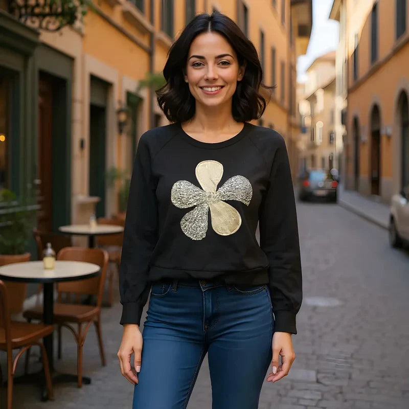 Floral Sequin Sweatshirt - jqwholesale.com