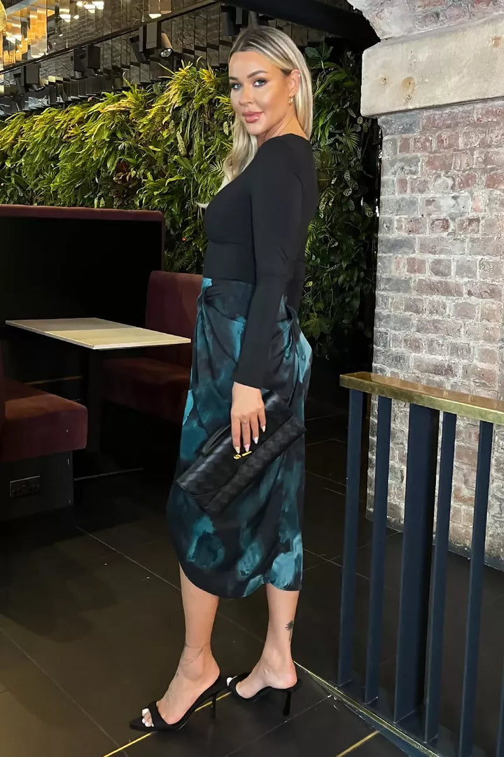1752224790_Teal-And-Black-Smudge-Print-2-in-1-Gathered-Skirt-Midi-Dress-4_800x