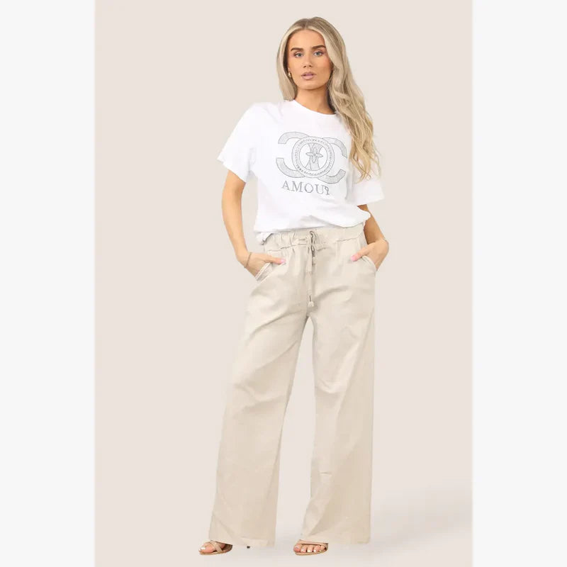 Plain Wide Leg Stretch Magic Trousers