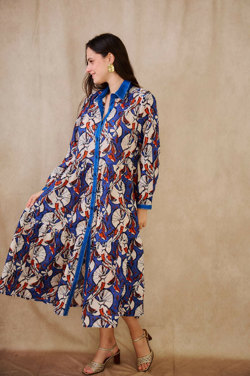 Cotton shirt dress - Navy