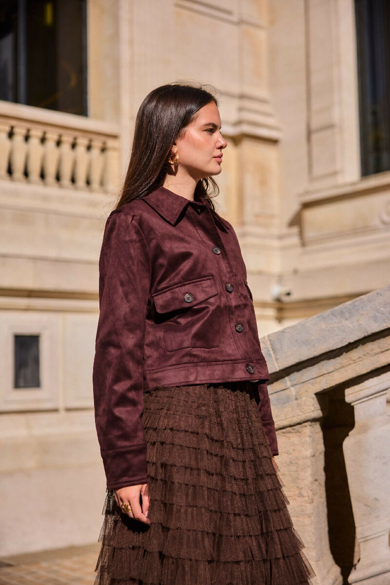 (3P.Pack) Short suede jacket - Choco - jqwholesale.com