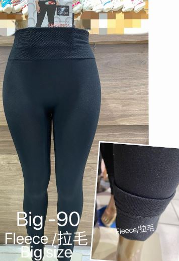 (6P.PACK) Plus Sized Fleece Lined Leggings - jqwholesale.com