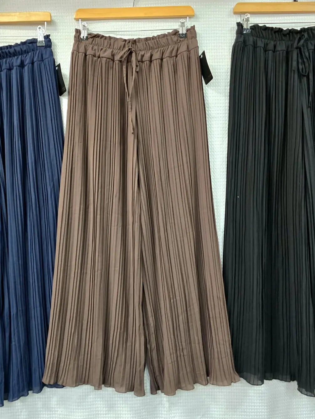 Premium Italian Plisse Wide Leg Palazzo Trousers (2P.PACK) - jqwholesale.com