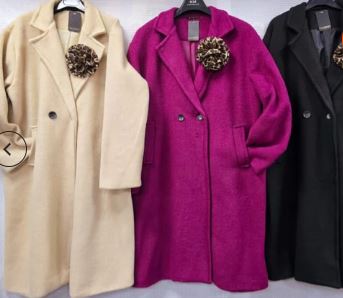 Soft Touch Lined Coat with Detachable Leopard Ruffle Brooch