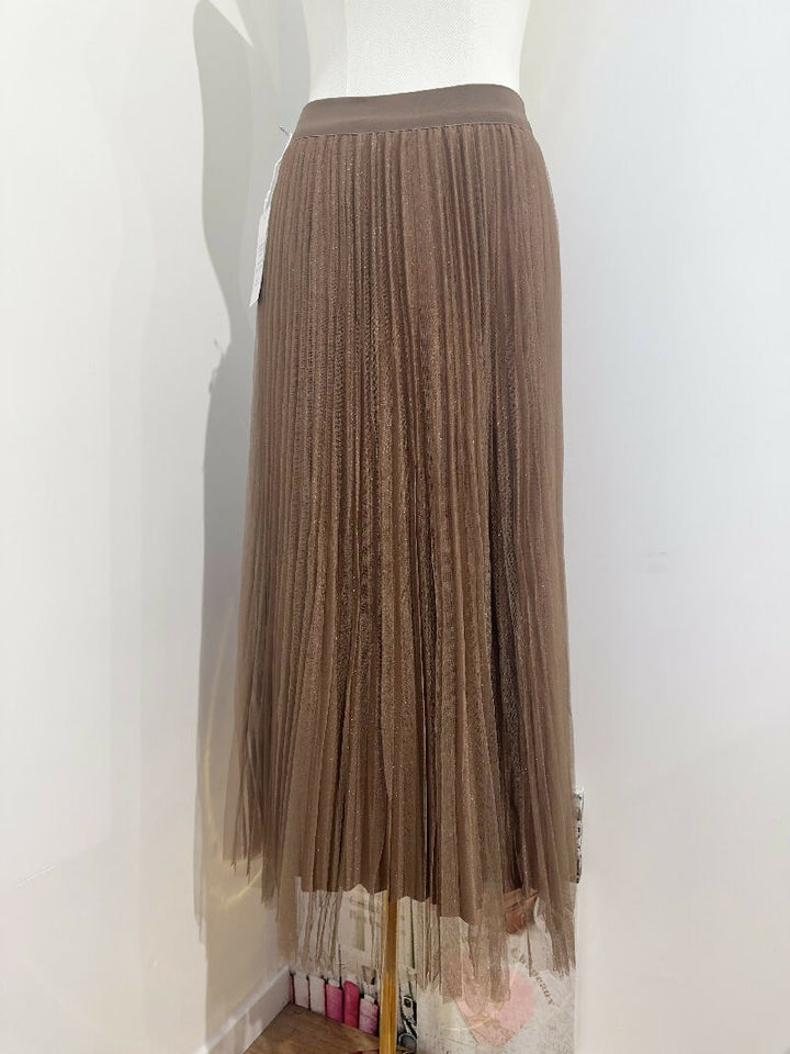 Long reversible tulle skirt - Taupe
