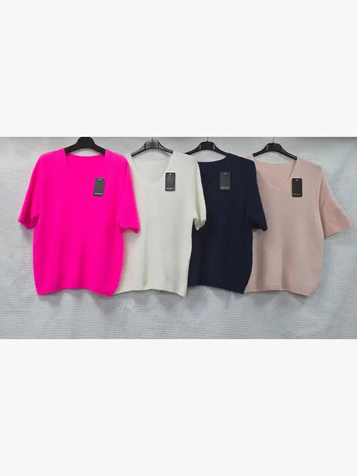 V Neck Angora Knit jumper - jqwholesale.com