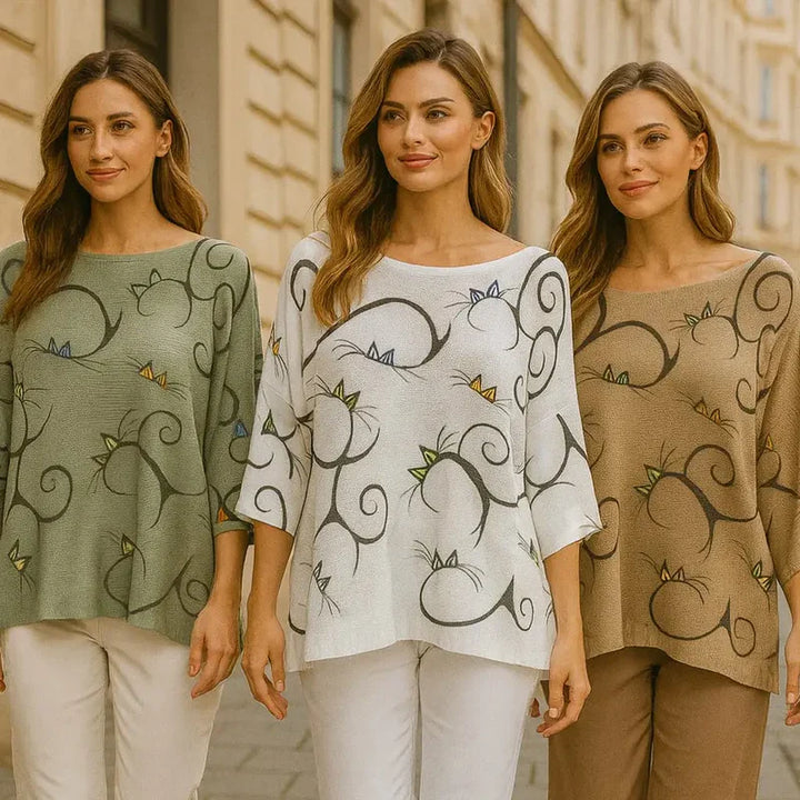 Swirls Mesh Knit Top - jqwholesale.com