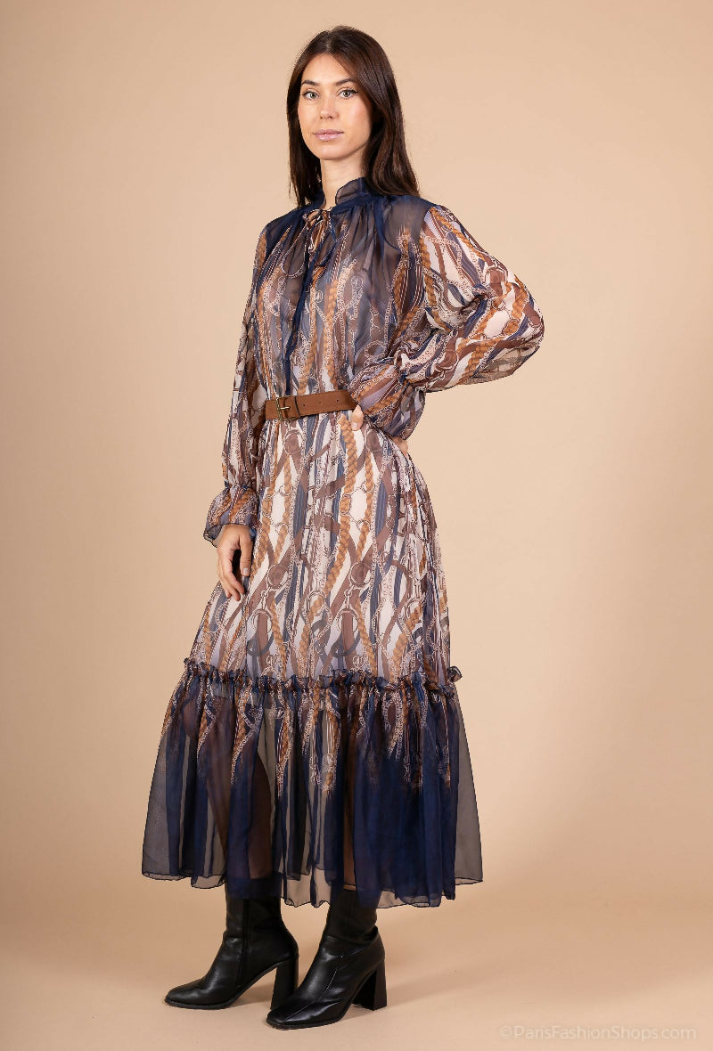 Chain & Rope Print Maxi Dress