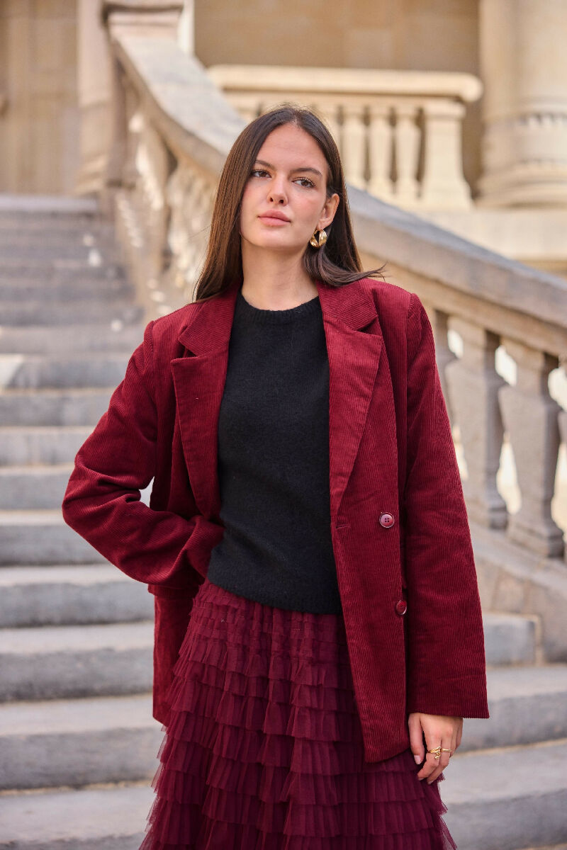 (3P.Pack) Corduroy blazer - Burdundy - jqwholesale.com