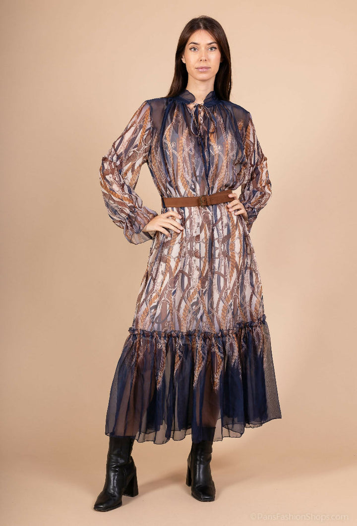 Chain & Rope Print Maxi Dress