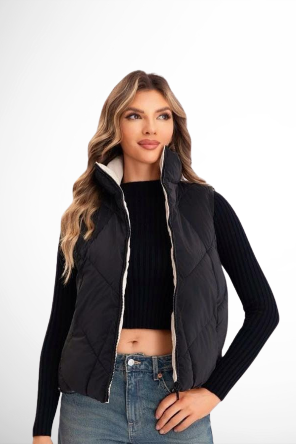(4p.pack) Plain Reversible Leather Look Gilet - jqwholesale.com