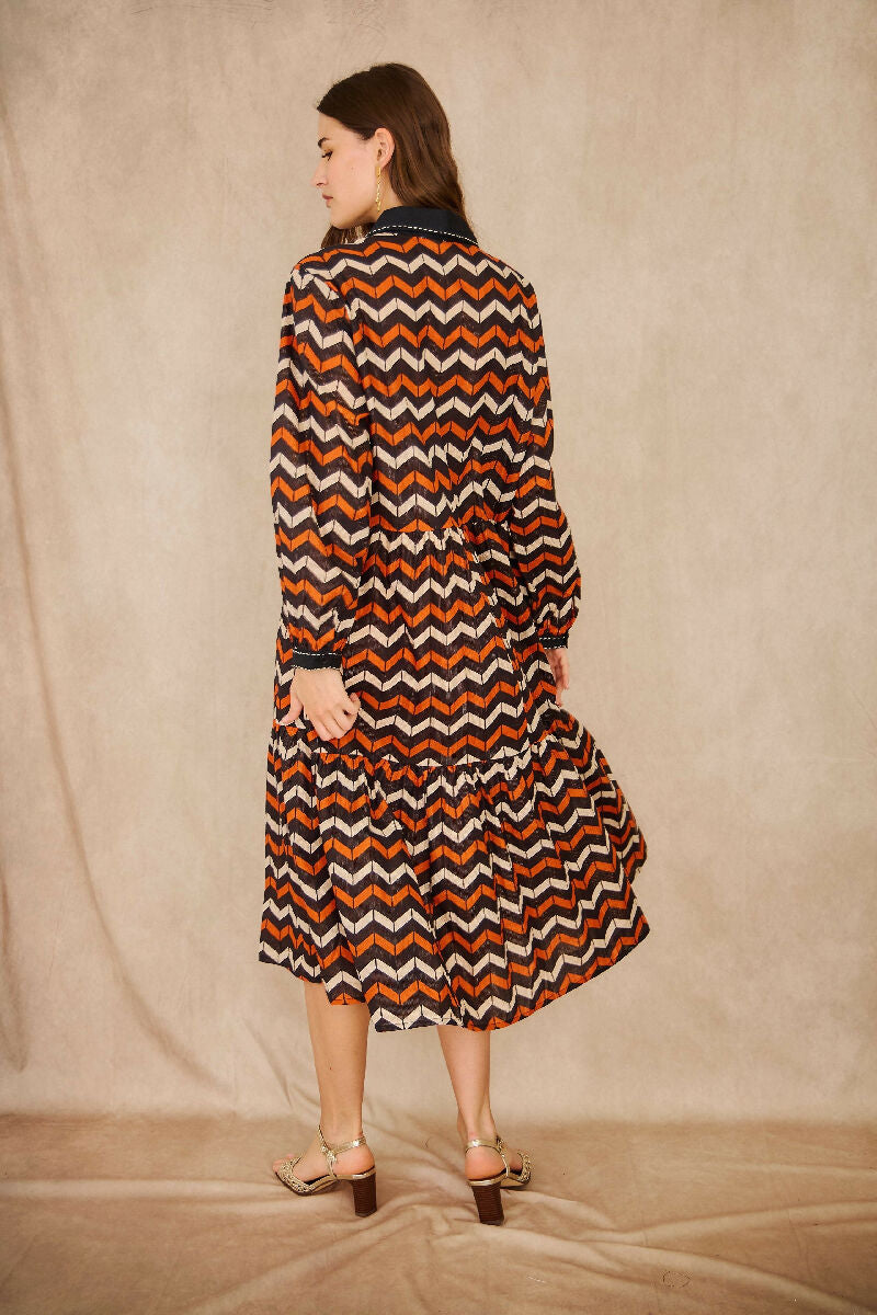 Mid-length cotton dress - black