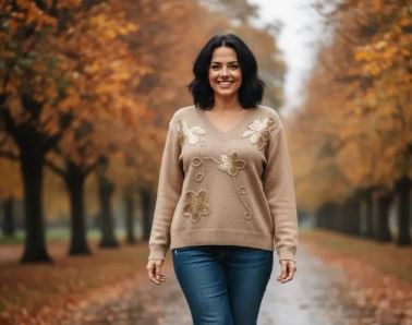 Sequin floral V Knit - jqwholesale.com