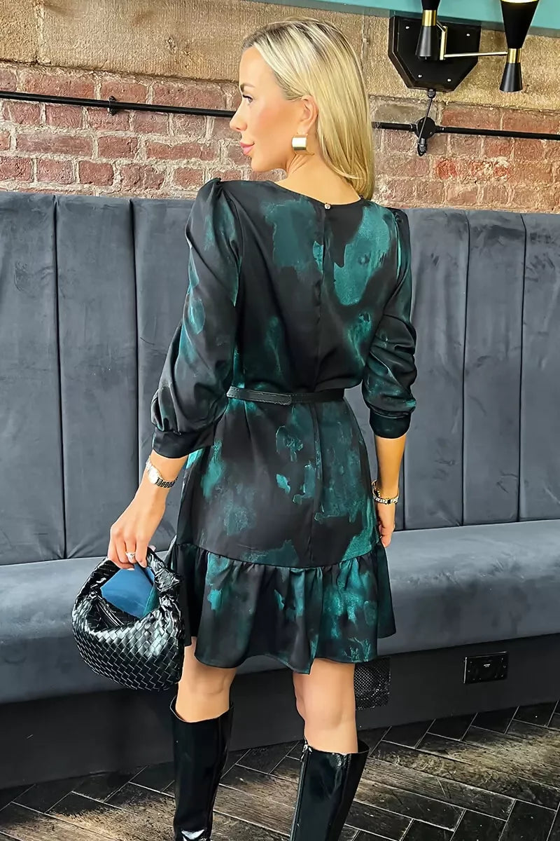 1752161984_Teal-And-Black-Smudge-Print-Frill-Hem-Belted-Mini-Dress-5_800x