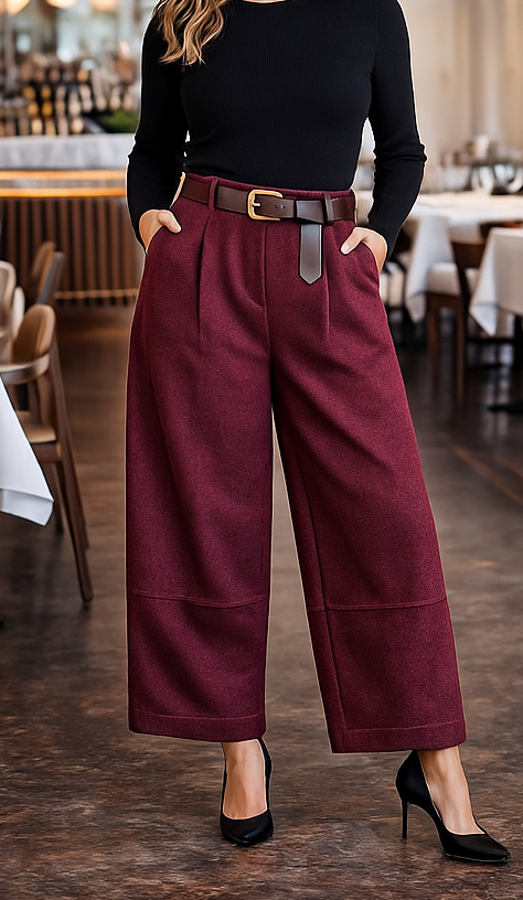 Plain Soft Barrell Trousers